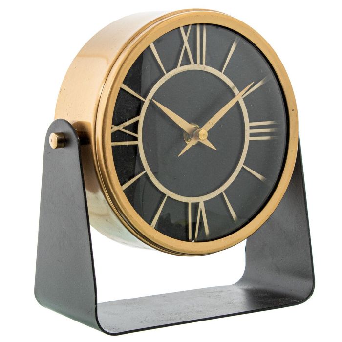 Reloj de Mesa Alexandra House Living Negro Dorado Metal 20 x 17 x 8 cm 4