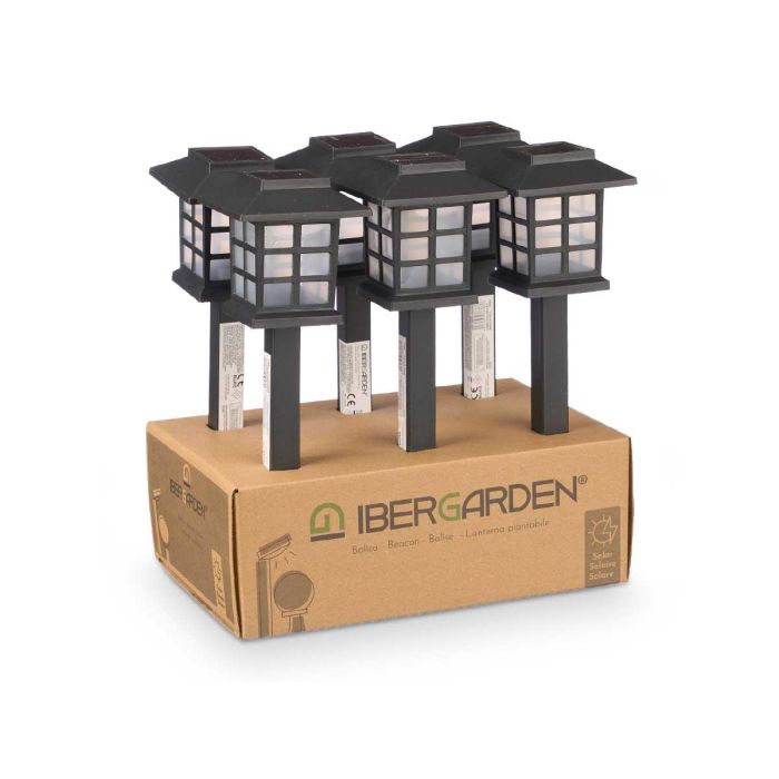 Baliza Solar Exterior Cuadrada Ibergarden 8X29CM (6 Unidades) 2 Baliza Solar Exterior Cuadrada Ibergarden 8X29CM (6 Unidades) 2