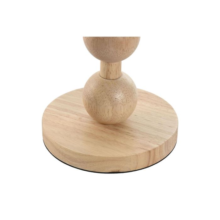 DKD Home Decor Lámpara de Sobremesa Urban de Madera Hevea y Lino Marrón Beige con Detalle de Bolas, 32x32x56 cm E27 3 DKD Home Decor Lámpara de Sobremesa Urban de Madera Hevea y Lino Marrón Beige con Detalle de Bolas, 32x32x56 cm E27 3