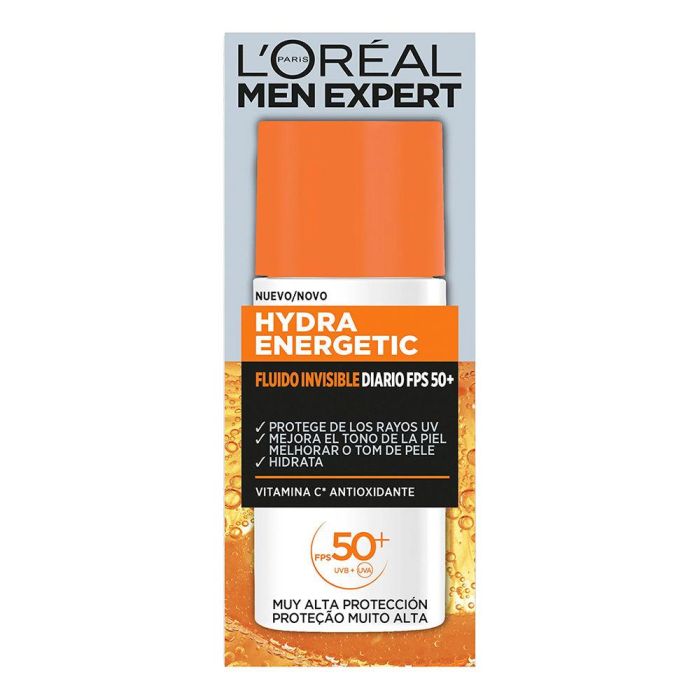 L'Oréal Paris MEN EXPERT Hydra Energetic Fluido Protector Invisible Diario SPF50+ para Hombre 50 ml 2