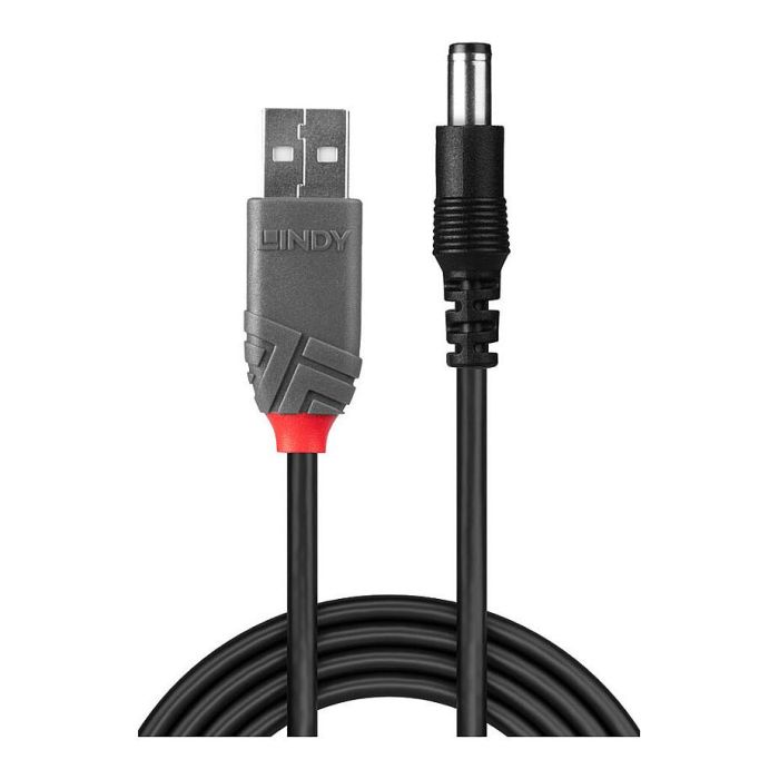 Lindy Cable USB 2.0 Tipo A a DC 5.5mm, 1.5m, para alimentar dispositivos de 5V desde un puerto USB, ideal para aplicaciones móviles. 1