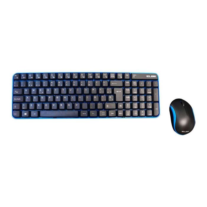 Pack Teclado y Ratón Inalámbricos PTR-101 AZUL-NEGRO con Teclado Numérico - ELBE Pack Teclado y Ratón Inalámbricos PTR-101 AZUL-NEGRO con Teclado Numérico - ELBE