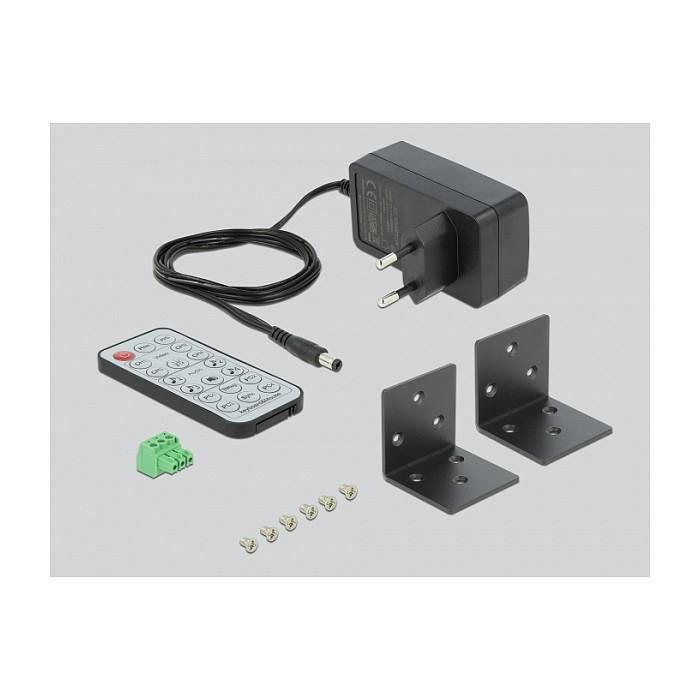 DeLOCK KVM 4 en 1 Multiview Switch 4x HDMI con USB 2.0, Metal Negro, 60 Hz, Resolución Full HD 1080p, Incluye Mando a Distancia y Adaptador 2