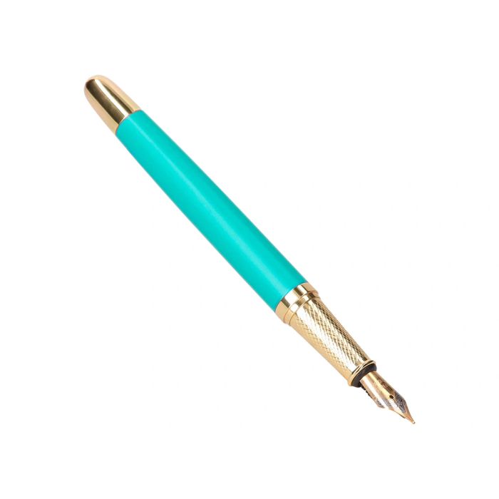 Belius Pluma Soirée Art Deco Turquesa y Dorado Tinta Azul Caja de Diseño 11