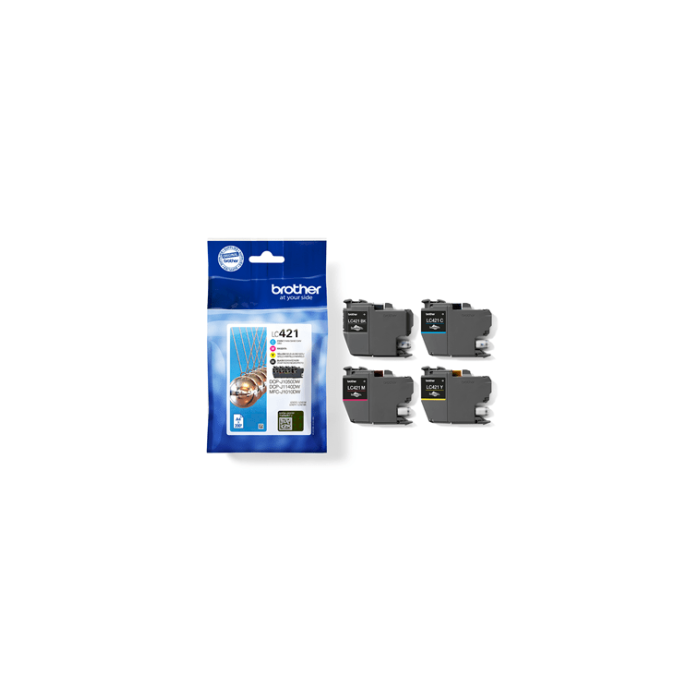 BROTHER Pack de 4 cartuchos de tinta negro, cian, magenta y amarillo LC421VAL para DCP-J1050DW / DCP 2 BROTHER Pack de 4 cartuchos de tinta negro, cian, magenta y amarillo LC421VAL para DCP-J1050DW / DCP 2