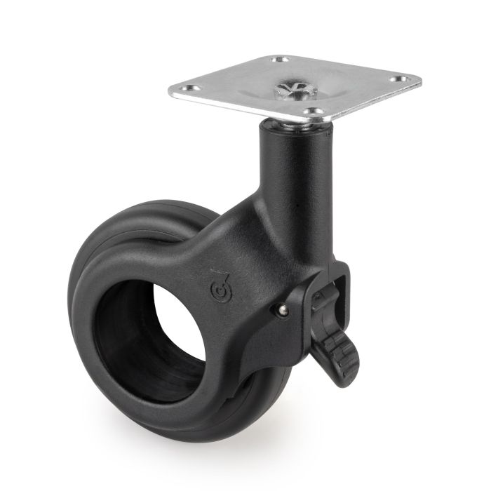 Emuca Lote de 4 ruedas Hole 2 con placa de montaje, diámetro 60mm, Acero y Plástico, Pintado negro 4 Emuca Lote de 4 ruedas Hole 2 con placa de montaje, diámetro 60mm, Acero y Plástico, Pintado negro 4