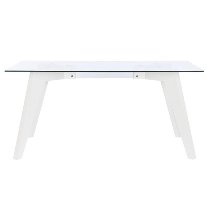 Mesa de Comedor DKD Home Decor Blanco Transparente Cristal Madera MDF 160 x 90 x 75 cm 1