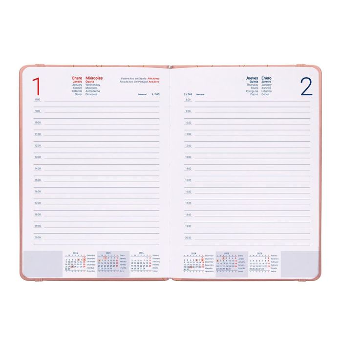 Agenda Encuadernada Liderpapel Efira A5 2025 Dia Pagina Color Rosa Nude Papel 70 gr 8