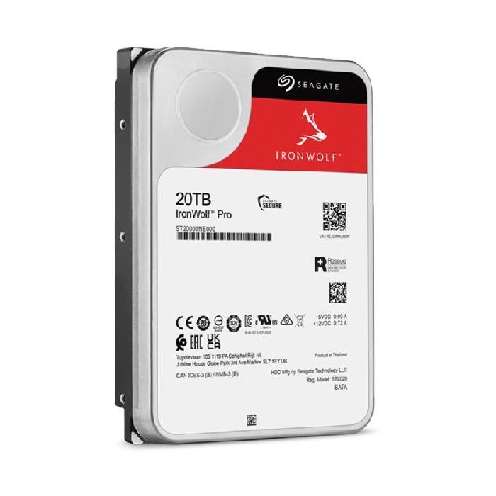 Seagate Disco Duro Interno IronWolf Pro 20 TB 3.5" 7200 RPM NAS 256 MB SATA 6 Gb/s 5