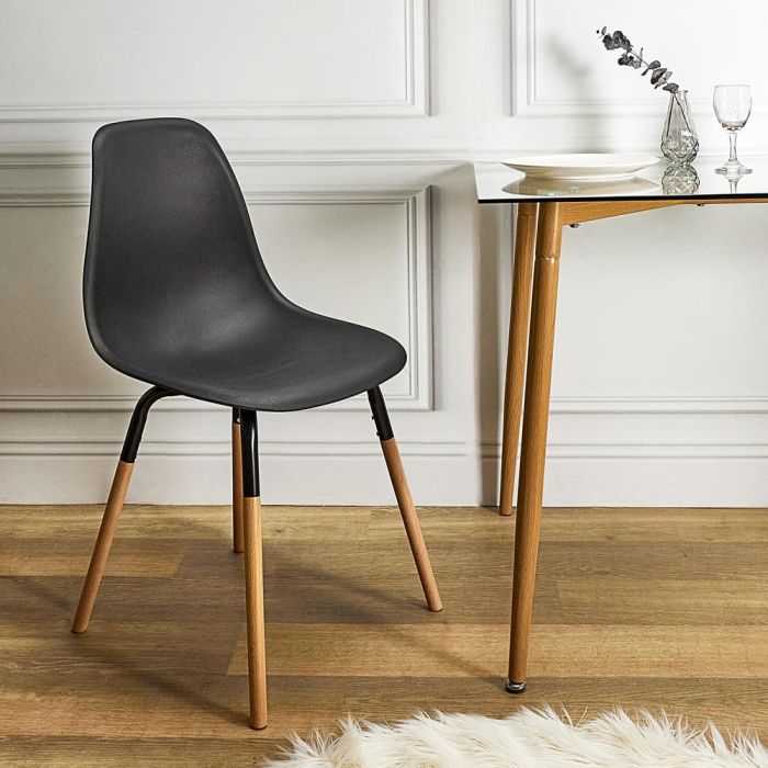 Home Deco Factory Silla Phenix Negra Essentiel - Estilo Escandinavo, Polipropileno y Hierro, 55x45.9x81.9 cm 4