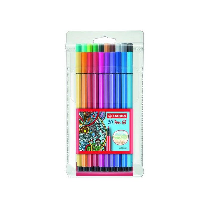 Rotulador Fibra Stabilo Pen 68 Estuche De 20 (Set de 5)