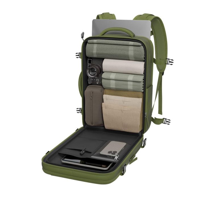 Numada Mochila B40 Explorer Backpack 20L Verde Militar 40x25x20cm Impermeable para Cabina de Avión con Puerto USB 1