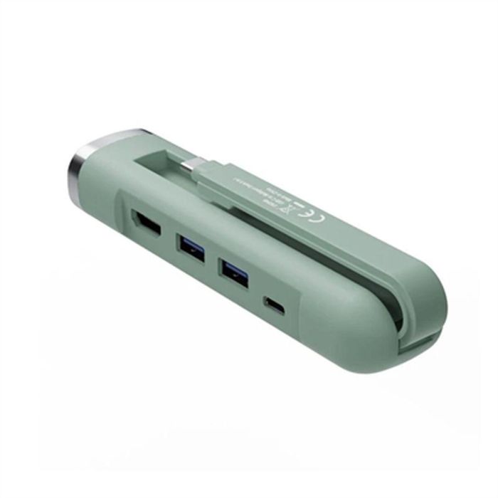 Ewent EW1148 base para portátil y replicador de puertos Alámbrico USB 3.2 Gen 1 (3.1 Gen 1) Type-C Verde