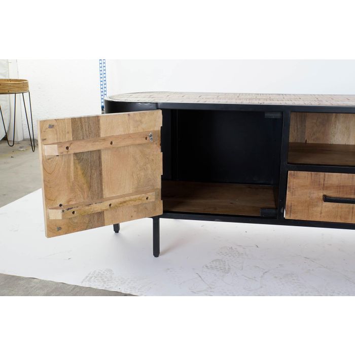 Mueble Tv Vintage DKD Home Decor Natural Negro 43 x 51 x 160 cm 4