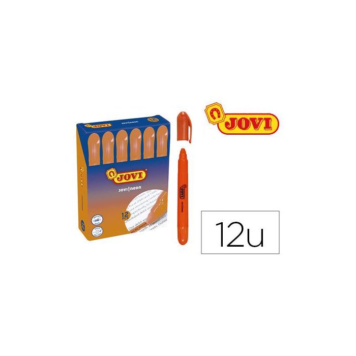 Marcador De Cera Gel Jovi Fluorescente Naranja Caja De 12 Unidades