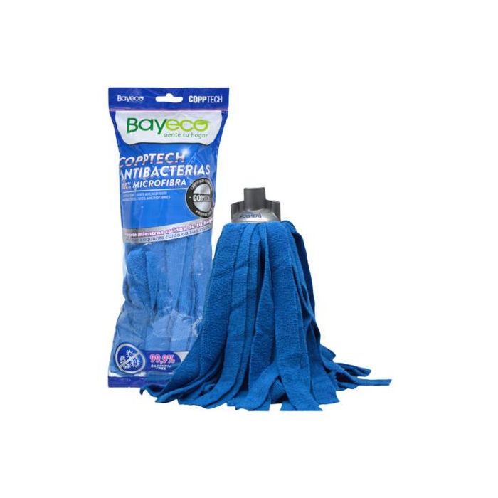 Bayeco Fregona de Microfibra Antibacterias Copptech 160g, Elimina 99.9% Bacterias