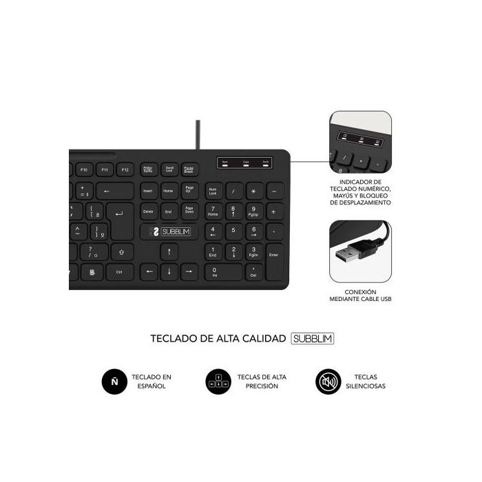 Teclado y Ratón Subblim SUBKBC-CSSK01 Negro QWERTY 3