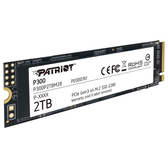 Patriot P300 2TB SSD M.2 NVMe PCIe 3.0 x4 - Velocidad Lectura 2100 MB/s, Escritura 1650 MB/s, P300 PE761 Patriot P300 2TB SSD M.2 NVMe PCIe 3.0 x4 - Velocidad Lectura 2100 MB/s, Escritura 1650 MB/s, P300 PE761