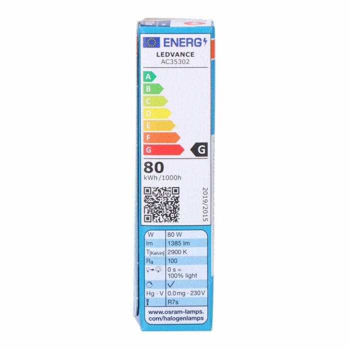 Bombilla Halógena Osram Plusline ES Compact Lineal 80 W R7s 1400 lm (2900 K) (1 unidad) 1 Bombilla Halógena Osram Plusline ES Compact Lineal 80 W R7s 1400 lm (2900 K) (1 unidad) 1