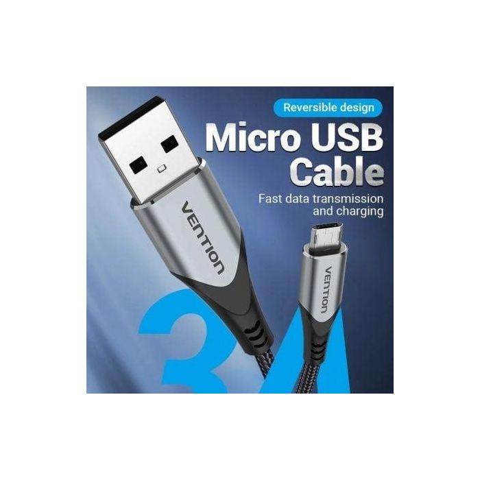 Cable USB 2.0 Vention COCHI/ USB Macho - MicroUSB Macho/ 480Mbps/ 3m/ Negro 1