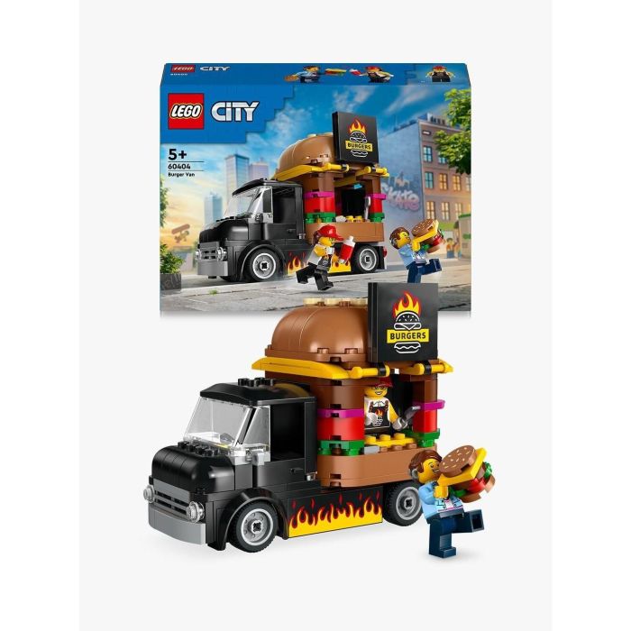 LEGO 60404 Camión Hamburguesería City, Puesto de comida móvil con forma de hamburguesa gigante y minifiguras +5 años 2