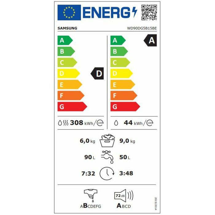 Lavadora - Secadora Samsung WD90DG5B15BEEC 1400 rpm 9 kg 6 Kg 1