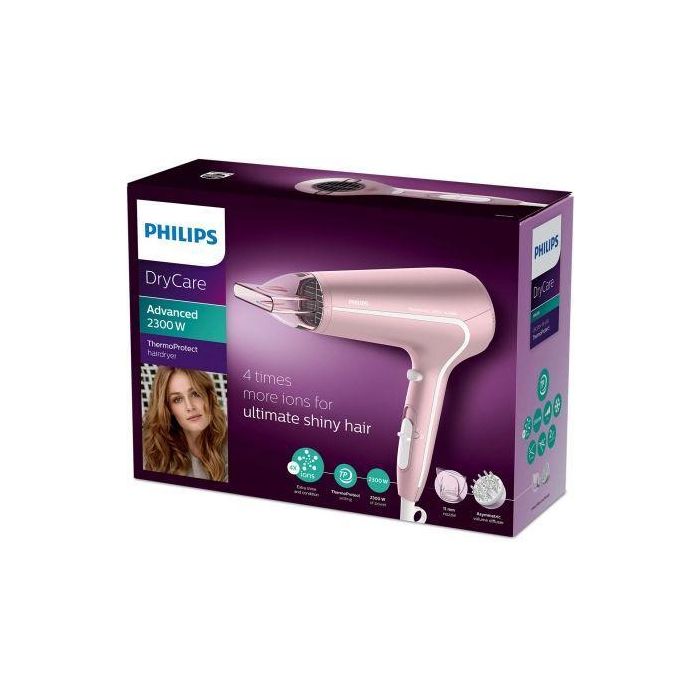 SECADOR DE PELO PHILIPS DRYCARE ADVANCED ROSA - 2300W - IONIZADOR - CABLE 1.8M - ARO PARA COLGAR - INCLUYE DIFUSOR Y BOQUILLA 11MM 4 SECADOR DE PELO PHILIPS DRYCARE ADVANCED ROSA - 2300W - IONIZADOR - CABLE 1.8M - ARO PARA COLGAR - INCLUYE DIFUSOR Y BOQUILLA 11MM 4
