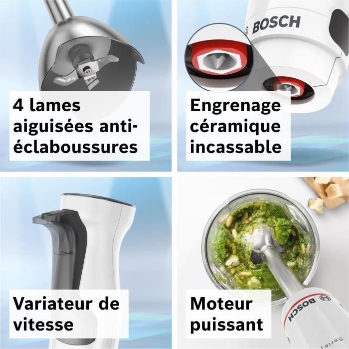 Bosch MSM4W221 Batidora de mano 600 W con 4 cuchillas afiladas, bol para mezclar, mini picadora y batidor, engranaje cerámico 2 Bosch MSM4W221 Batidora de mano 600 W con 4 cuchillas afiladas, bol para mezclar, mini picadora y batidor, engranaje cerámico 2