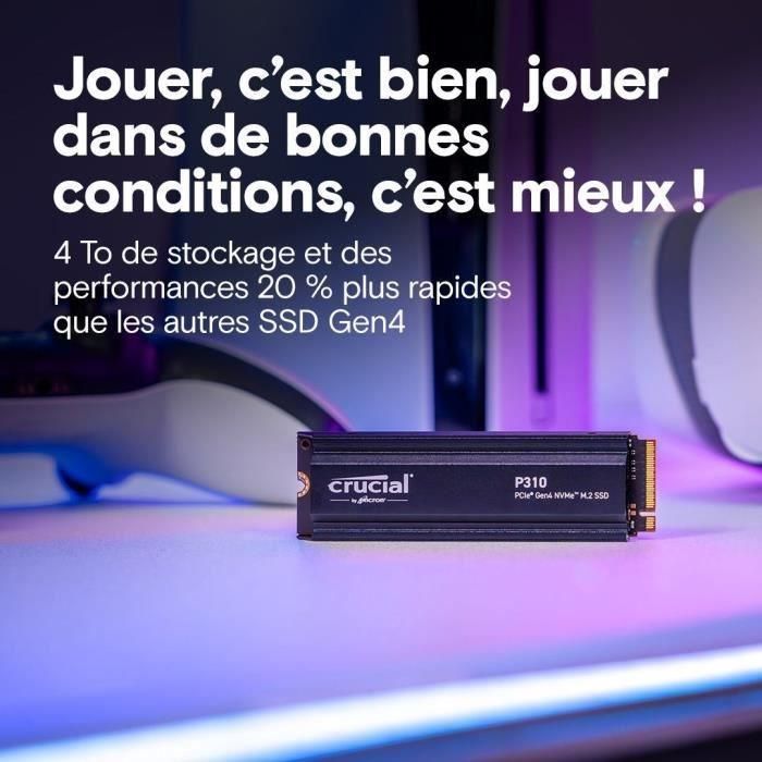 CRUCIAL - P310 - SSD interno - 4 TB - PCIe Gen4 NVMe M.2 - Con disipador - Velocidad de lectura hasta 7100 MB/s - CT4000P310SSD5 1 CRUCIAL - P310 - SSD interno - 4 TB - PCIe Gen4 NVMe M.2 - Con disipador - Velocidad de lectura hasta 7100 MB/s - CT4000P310SSD5 1