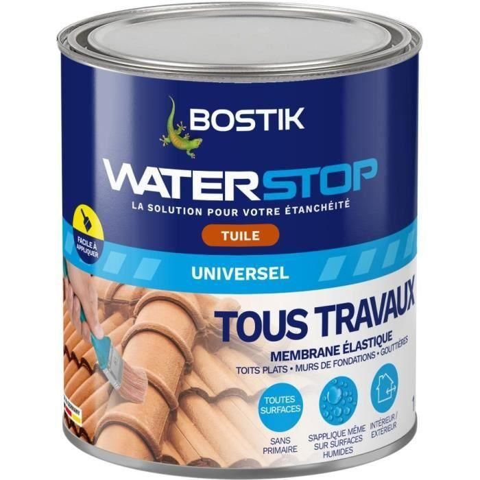 Bostik GEN1714000669943 Membrana Impermeabilizante Waterstop para Reparación de Fugas - Bote de 1 kg - Color Teja