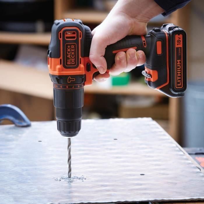Taladro de impacto inalámbrico - BLACK & DECKER - BDCHD18S32-QW - 18 V - 1 batería de 1,5 Ah 1 Taladro de impacto inalámbrico - BLACK & DECKER - BDCHD18S32-QW - 18 V - 1 batería de 1,5 Ah 1