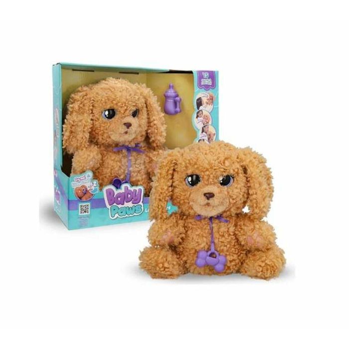 Imc Toys Baby Paw Peluche Cachorro Labrador Interactivo 15+ Sonidos, Reacciones, Barriguita que Respira. Con Chupete, Biberón, Bolsita. +18 meses