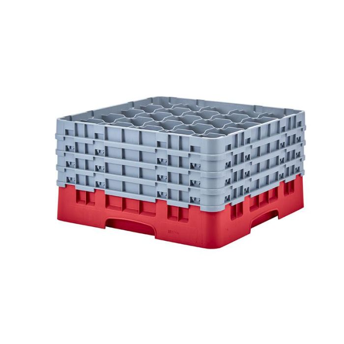 CAMBRO - 25S900-163 - Cesta de lavado 25 comp. 4 alturas- 8,7 cm Ø máx. - alt. máx. 24,1 cm - 50 x 50 x 26,7 cm - Rojo