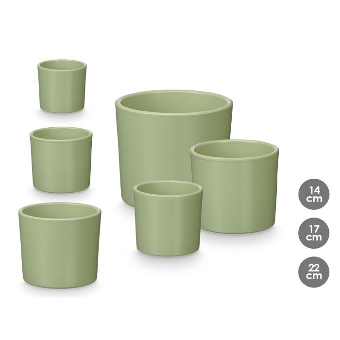 Set 3 Macetas Cilindro 14 17 22Cm Menta Mate Ibergarden Set 3 Macetas Cilindro 14 17 22Cm Menta Mate Ibergarden