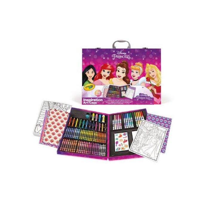 Crayola 25-1094 Maletín Del Artista Princesas Disney con 48 Ceras, 15 Rotuladores, 12 Lápices y Accesorios