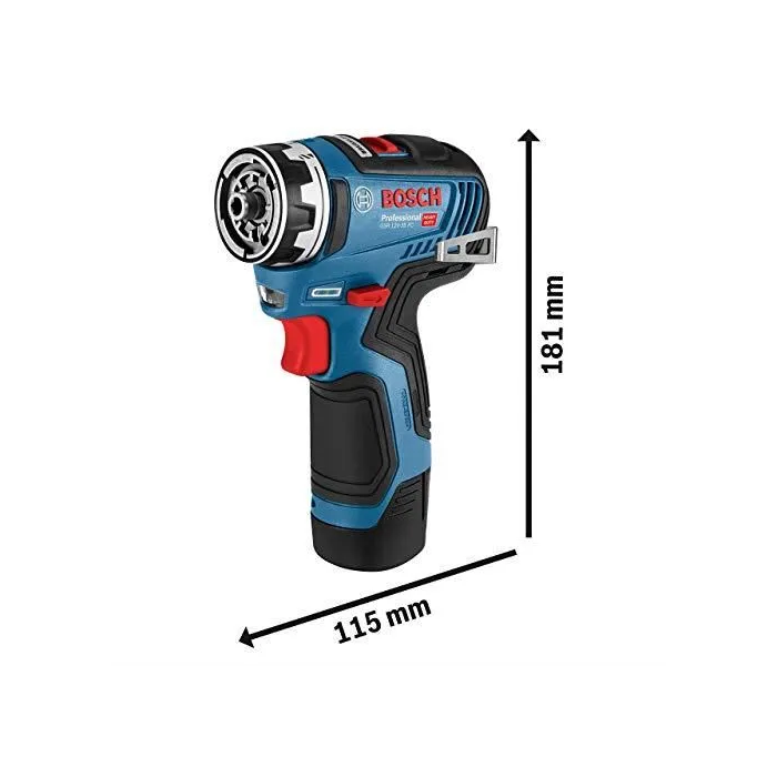 Bosch Professional Taladro Atornillador GSR 12V-35 FC con 2 Baterías 3.0Ah y L-Boxx - 06019H3000