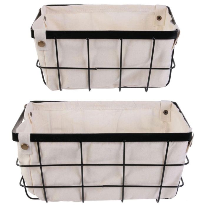 Idebox Juego de 2 Cestas de Metal con Funda Rangement Deco Grande 30x20x15 cm Pequeña 25x15x13 cm 2 Idebox Juego de 2 Cestas de Metal con Funda Rangement Deco Grande 30x20x15 cm Pequeña 25x15x13 cm 2