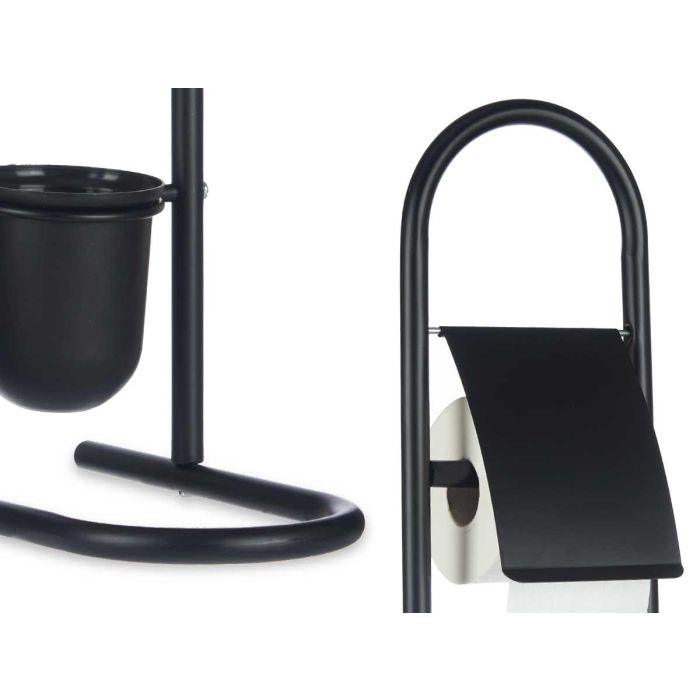 Portarrollo Escobilla Metal Bambu Negro Berilo 40X10CM (4 Unidades) 3 Portarrollo Escobilla Metal Bambu Negro Berilo 40X10CM (4 Unidades) 3