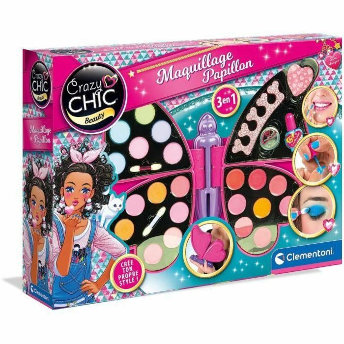 Clementoni CLE8005125527779 - Kit de Maquillaje Facial Pintacaras de Mariposa para Niños y Fiestas