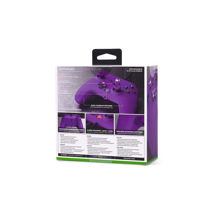 Power A 1521747-02 Mando con Cable Mejorado para Xbox Series X/S, Xbox One, Windows 10/11 - Morado Royal 10