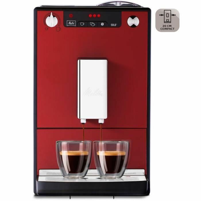 Melitta E950-104 Cafetera Espresso Automática Caffeo Solo, Molinillo Integrado, 15 Bares, 3 Niveles de Intensidad, Depósito 1.2L, Rojo 1