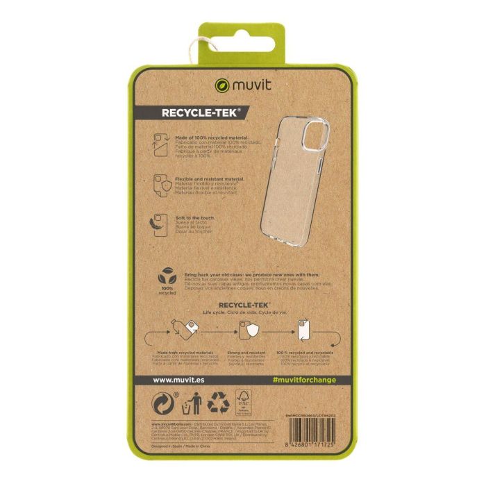 Muvit Funda Recycletek para Apple iPhone 15 de Material Reciclado y Reciclable 3