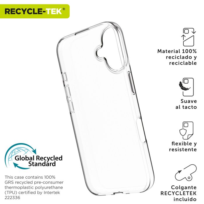 Muvit Funda Recycletek para Apple iPhone 16 - Material 100% reciclado, protección contra arañazos y golpes 1 Muvit Funda Recycletek para Apple iPhone 16 - Material 100% reciclado, protección contra arañazos y golpes 1