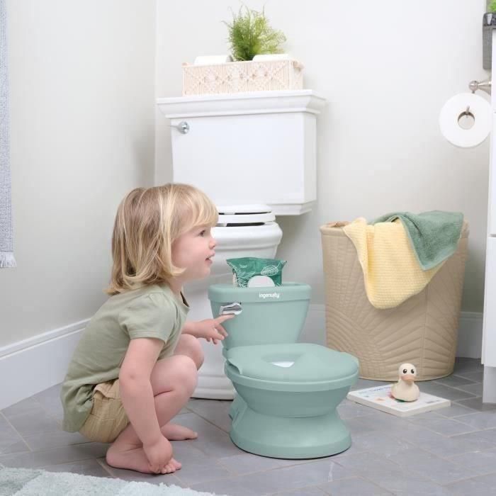 Inodoro infantil INGENUITY Mini con reductor de inodoro incluido, descarga musical y compartimento para toallitas integrado, color verde 2 Inodoro infantil INGENUITY Mini con reductor de inodoro incluido, descarga musical y compartimento para toallitas integrado, color verde 2