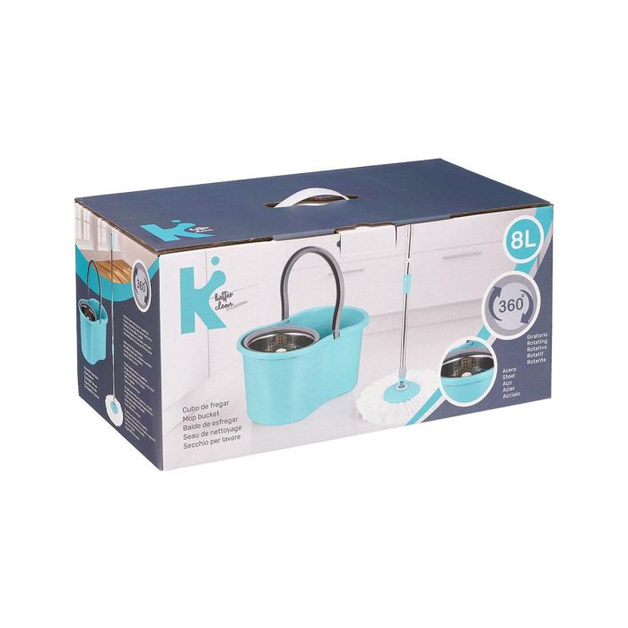 Arte Regal Cubo de Fregona 8L con Escurridor Giratorio y Mango de Metal 39x20x22 cm Azul y Gris de Microfibra 2 Arte Regal Cubo de Fregona 8L con Escurridor Giratorio y Mango de Metal 39x20x22 cm Azul y Gris de Microfibra 2