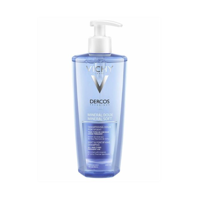 Vichy Dercos Champú Mineral Fortificante Uso Frecuente con 15 Minerales y Agua Termal para Brillo y Antirrotura 400 ml