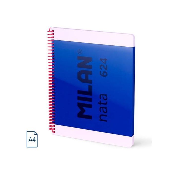 Milan Cuaderno Espiral A4 80H 95 gr 5x5 mm Tapa Dura Colección Nata® 624 Since 1918 Azul