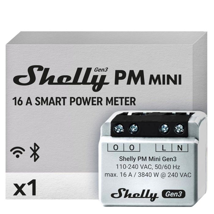 Shelly PM Mini Gen. 3 Relais WLAN BT Unterputz Interruptor inteligente inalámbrico 1P 12