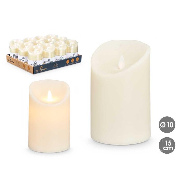 Vela Led Crema Ancha Alta Giftdecor 10X15CM (12 Unidades) Vela Led Crema Ancha Alta Giftdecor 10X15CM (12 Unidades)