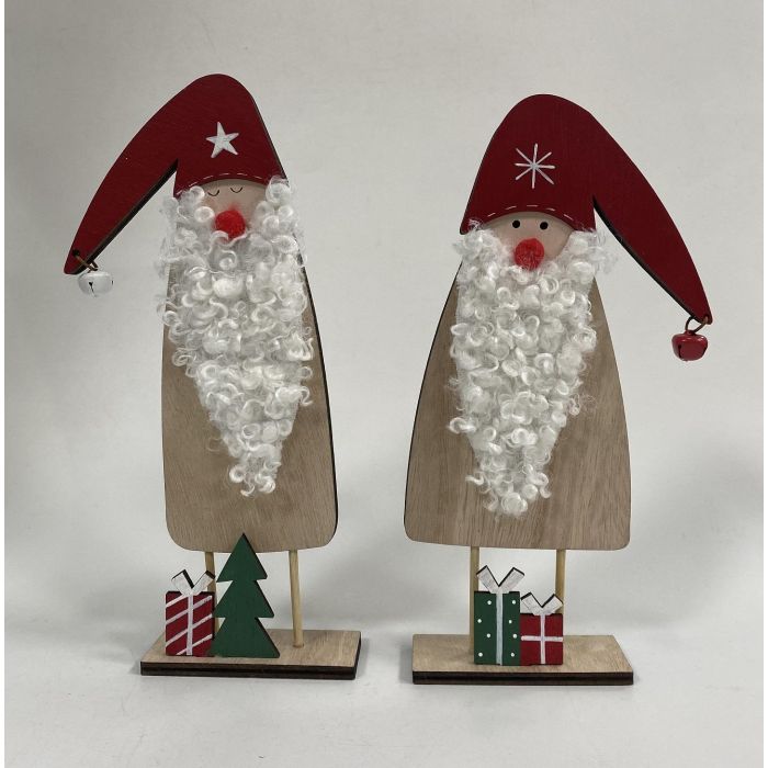 DKD Home Decor Figura Navidad Tradicional Papa Noel, MDF y Poliéster, Colores Surtidos, 4x26x11 cm, Pack de 8 Unidades